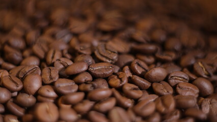 roasted coffee beans with bokeh