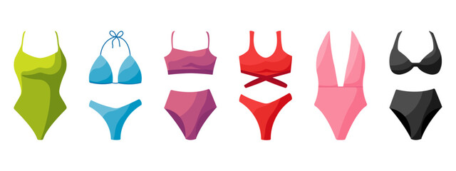 Set of different swimsuit. Vector illustration with white background