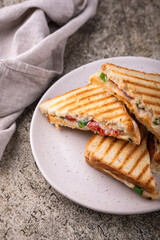 Grilled homemade sandwiches with cheese