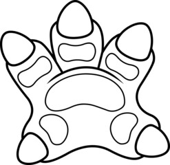 Outlined Bottom Triceratops Dinosaur Paw With Claws Foot Print Logo Design. Vector Hand Drawn Illustration Isolated On White Background © HitToon.com