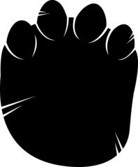 Brachiosaurus Dinosaur Black Paw Silhouette With Claws Print Logo Design. Vector Hand Drawn Illustration Isolated On White Background