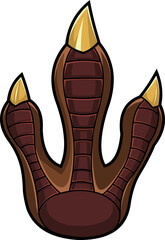 Dromaeosaur Dinosaur Paw With Claws Print Logo Design. Vector Hand Drawn Illustration Isolated On White Background