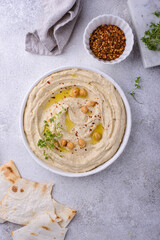Hummus from chickpeas and pita bread.