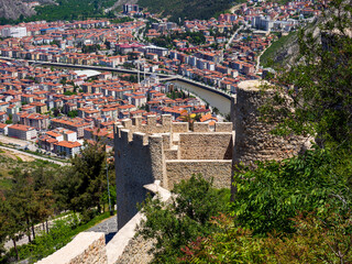 Fototapeta na wymiar View of the city of Amasya from the castle of Amasya
