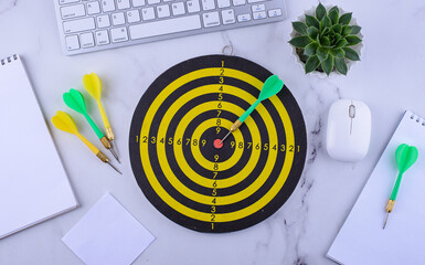 Target and goal concept with darts and arrows