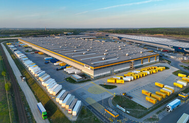 Sosnowiec, May 10, 2022, Poland, Amazon warehouses photos from the drone. Aerial photos for Amazon...