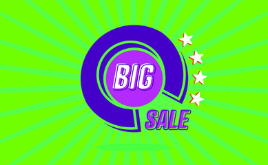 Purple floating stylish circle on green background for big sales, offers and promotions