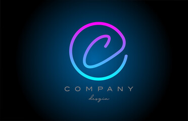 Fototapeta premium pink C alphabet letter logo icon design. Handwritten connected creative template for company and business