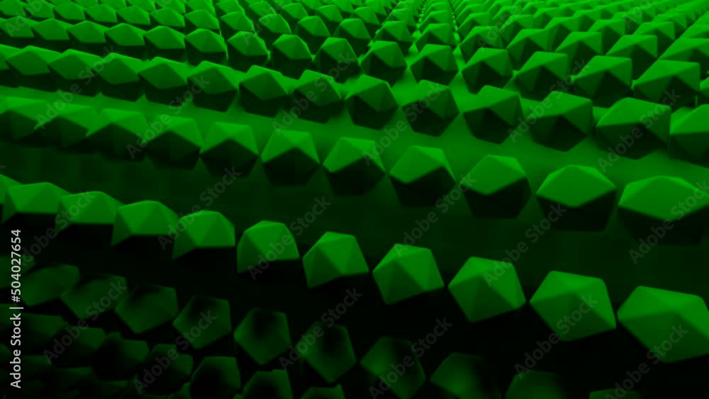 Poster gray and green background.design. an abstraction in which a large geometric figure moves quickly clo