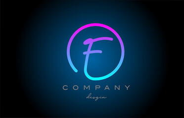 pink F alphabet letter logo icon design. Handwritten connected creative template for company and business