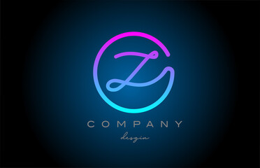 pink Z alphabet letter logo icon design. Handwritten connected creative template for company and business