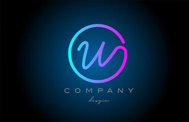 pink W alphabet letter logo icon design. Handwritten connected creative template for company and business