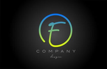 F green alphabet letter logo icon design. Handwritten connected creative template for company and business