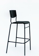 Black high bar stool, on a white background. A modern model. Comfortable furniture for a bar or...