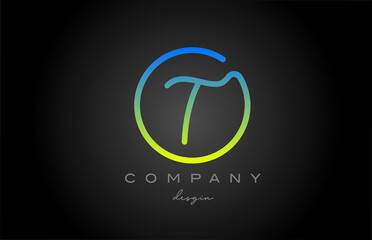 T green alphabet letter logo icon design. Handwritten connected creative template for company and business