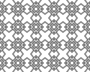 Illustrated black-and-white seamless tile pattern