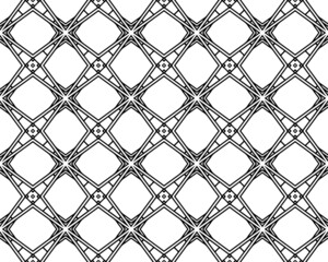 Illustrated black-and-white seamless tile pattern