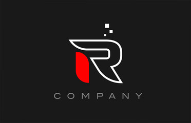 black red line R alphabet letter logo icon. Creative design template for business and company