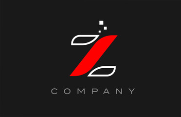black red line Z alphabet letter logo icon. Creative design template for business and company