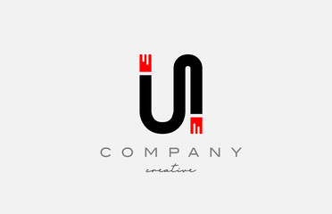U black and red alphabet letter logo icon design. Creative template suitable for a company or business