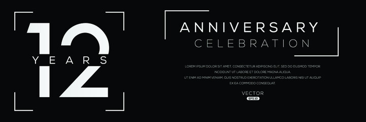 12 years anniversary celebration template, Vector illustration.