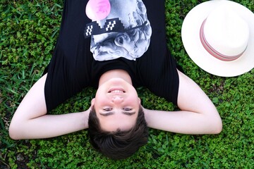 Teenager on the grass