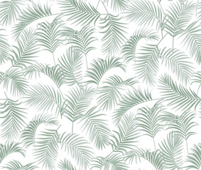 Vintage seamless pattern with tropical leaves in realistic style. Exotic plants. Vector botanical illustration. Foliage background for wallpaper, textile, wrapping paper and greeting card.