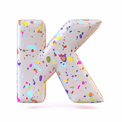 Colorful terrazzo pattern font Letter K 3D