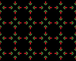 Fototapeta na wymiar Seamless floral pattern resembling green and yellow arrows on a black background