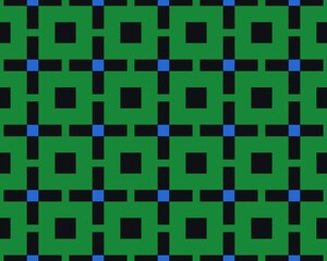 An illustration of a seamless black and green square tile pattern