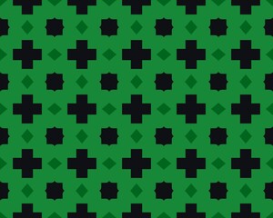 An illustration of a seamless black and green square tile pattern