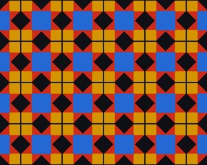 Illustration of a seamless colorful square and rhombus tile pattern