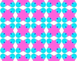 Illustration of a seamless tile pattern in pink and blue on a white background