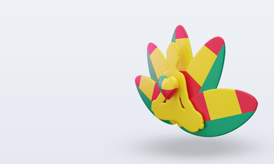 3d International yoga day Benin flag rendering right view