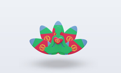 3d International yoga day Eritrea flag rendering front view