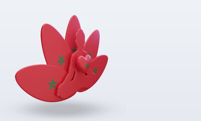 3d International yoga day Morocco flag rendering left view