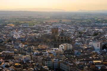 Fototapeta premium Aerial view of the city with historic center of Granada