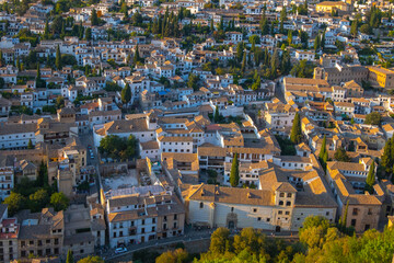 Obraz premium Aerial view of the city with historic center of Granada