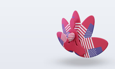3d International yoga day America flag rendering right view