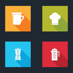 Set Coffee cup, Chef hat, Blender and Teapot icon. Vector