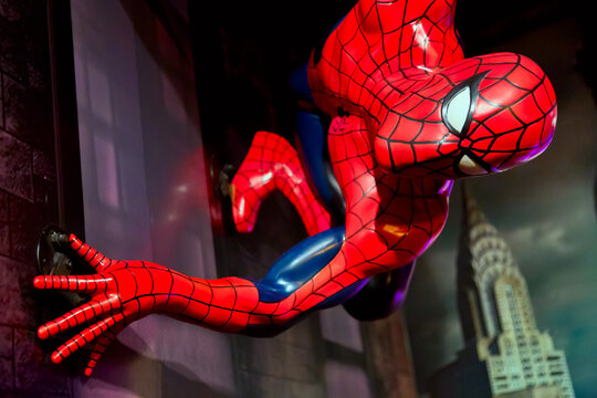 Istanbul, Turkey - May, 2022: Spiderman in the Madame Tussauds museum in Istanbul.