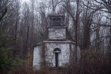 A Virginian church slowly consumed by kudzu.