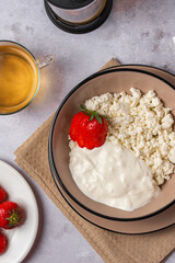 cottage cheese with berries in a bowl