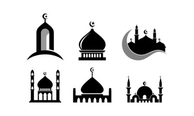 set mosque building package logo vector