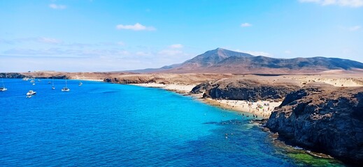 Fototapeta na wymiar Playas de Punta de Papagayo en Lanzarote