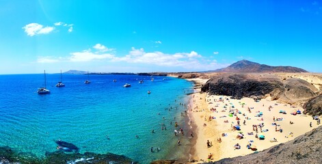 Vistas Panorámicas de las playas de Papagayo en Lanzarote
