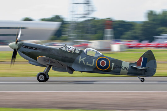 Farnborough, UK - July 21, 2014: Two seat Supermarine Spitfire T.9C G-ILDA.
