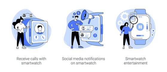Smartwatch online communication isolated cartoon vector illustrations se