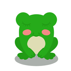 Happy cartoon frog. Vector illustration isolated on white background. Cute frog for website design postcards banners brochures posters posters. Design element