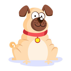 Isolated cute pug dog breed cartoon Vector illustration